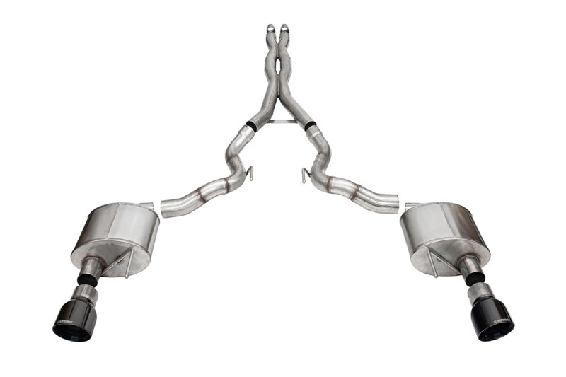 Corsa 24+ Frd MustangGT Conv Xtreme Cat-Back Ex.Sys 3.0in Dual Rear Ex w/4.5in Blk PVD ProSeries Tip