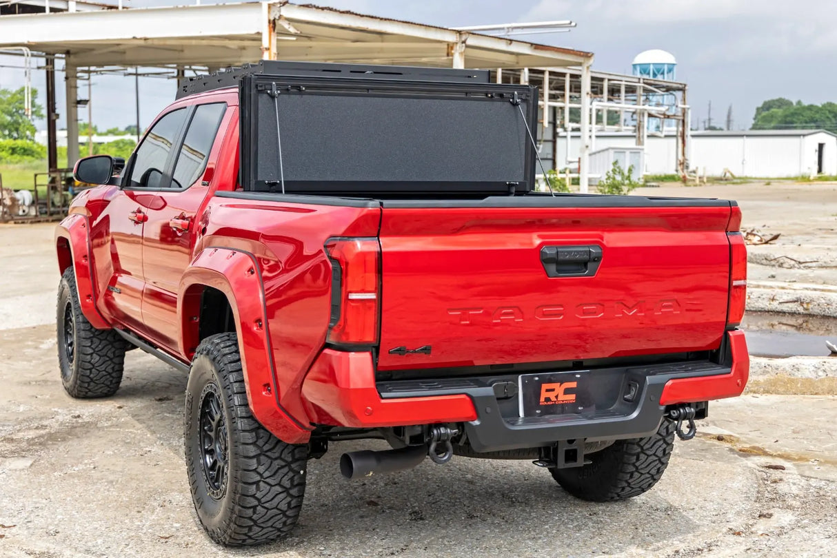 Rough Country Hard Tri-Fold Flip Up Bed Cover Toyota Tacoma 2WD/4WD 2024-2026 49415551-config