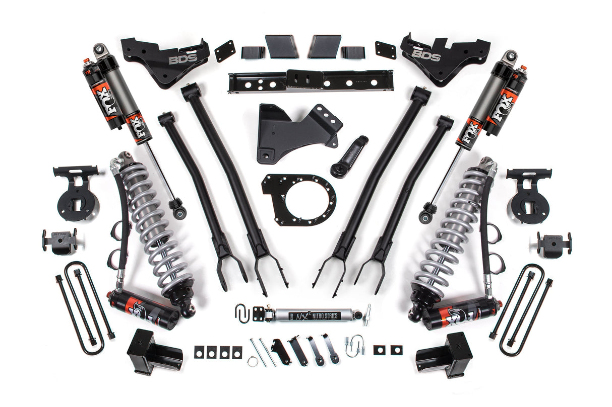 7 Inch Lift Kit w/ 4-Link | FOX 2.5 Performance Elite Coilover Conversion | Ford F350 Super Duty DRW (23-26) 4WD | Diesel BDS Suspension