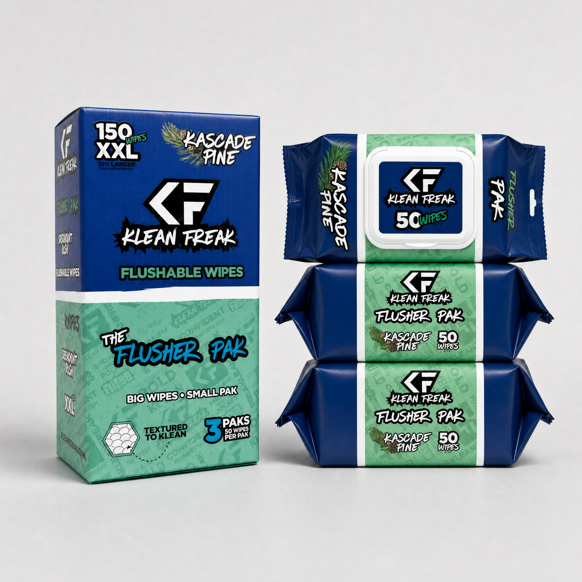The Flusher 150 Wipes (3 • 50 Paks) Klean Freak