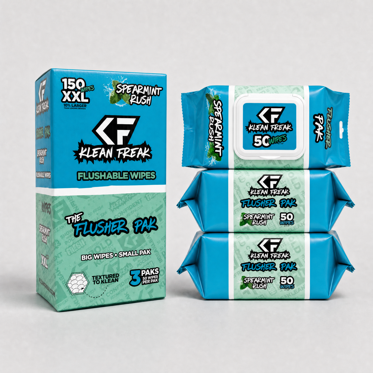 The Flusher 150 Wipes (3 • 50 Paks) Klean Freak