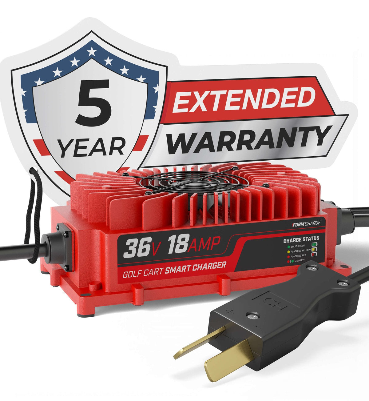 REFURBISHED - FORM 36V Golf Cart Charger for Club Car, EZGO & Yamaha with Crowfoot Plug - Lead Acid - PRO VERSION