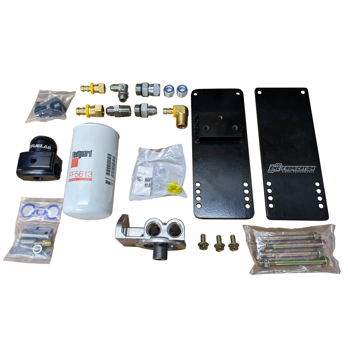 CNC Fabrication T4 Turbo 4-Line Feed Valley Mount Fuel Line Kit - 7.3 Powerstroke (1994.5-2003)