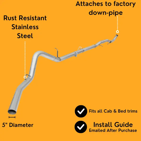 5" Down Pipe-Back Full Exhaust Delete | GM/Chevy 6.6 Duramax 2011-2016 thedieseldudes