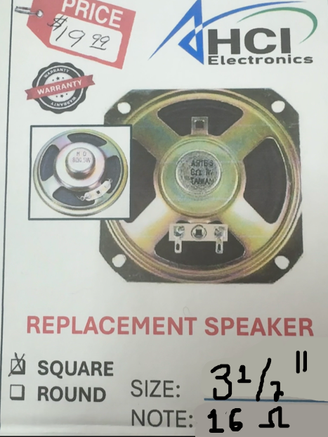 Reclaimed 3½" replacement speaker, 1 Watt 8 Ohms TekShack
