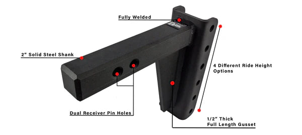 Bulletproof Heavy Duty 6” Drop/Rise Hitch - 2" Box Steel Shank