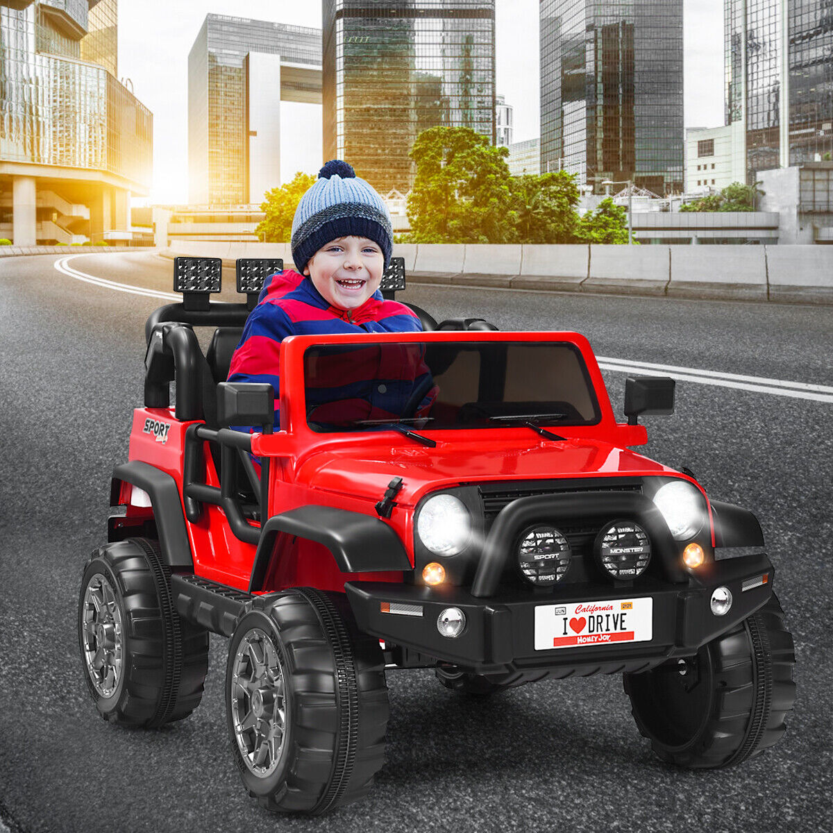 HoneyJoy 12V 2-Seater RC Electric Truck for Kids with Storage - Red