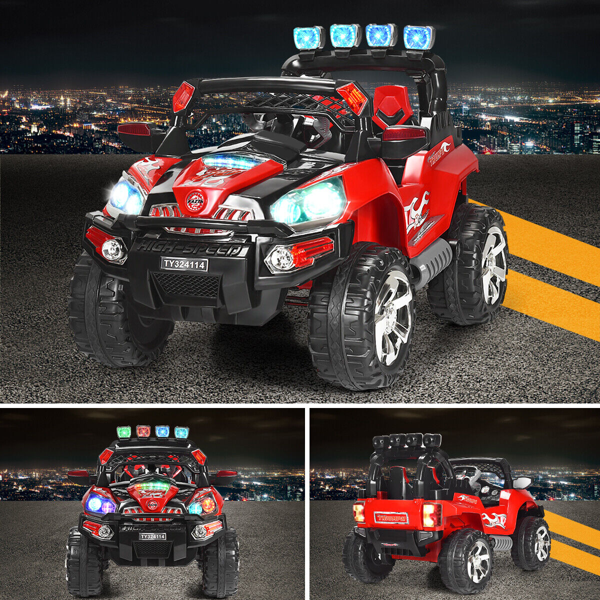 HoneyJoy 12V Kids Ride On Truck Car SUV with Remote Control, LED Lights, and MP3 Player - Perfect Christmas Gift