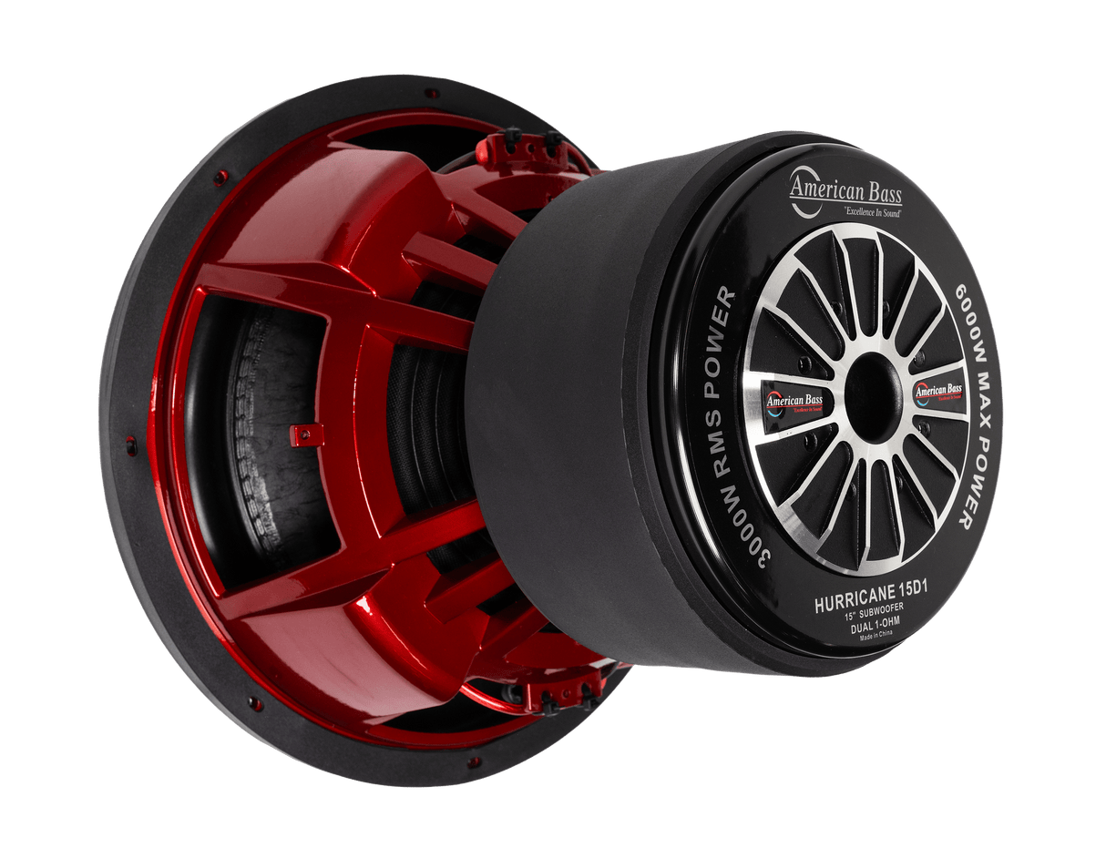Hurricane 15″ Car Subwoofer | 3000 Watts RMS | Dual Voice Coil 1 Ohm or 2 Ohm