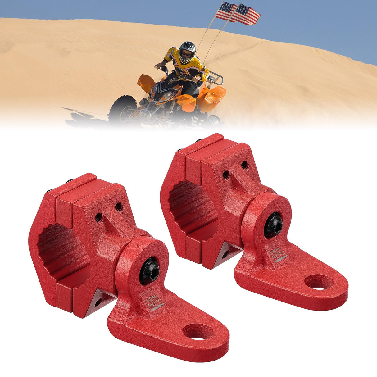 ATV/ UTV Whip Light / Flag Mounting Bracket for 7/8"-9/8" Handlebar Rack Bars
