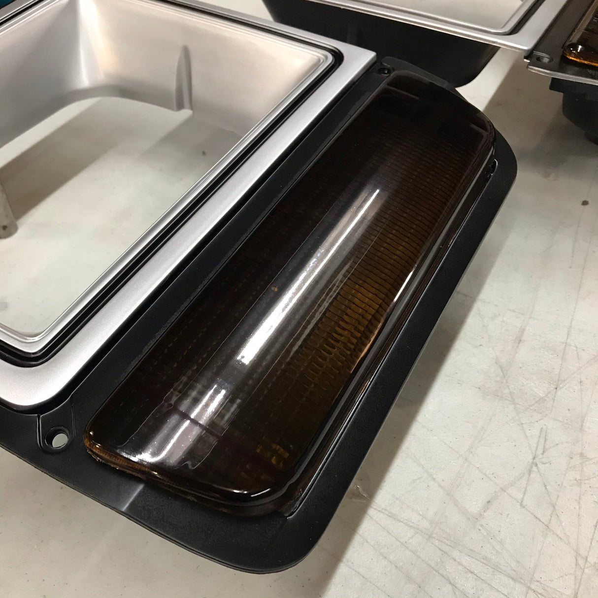 1986-1990 Dodge D/W Series Truck Gray Headlight Bezel Pair with Parking Light Amber or Smoked far from stock A1 auto