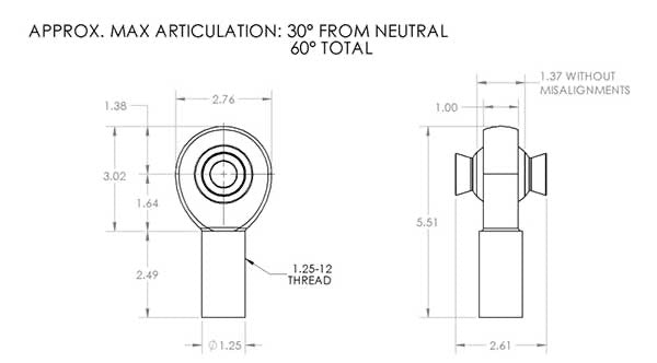 1.25" ROD END LEFT HAND 12(TPI) Far From Stock