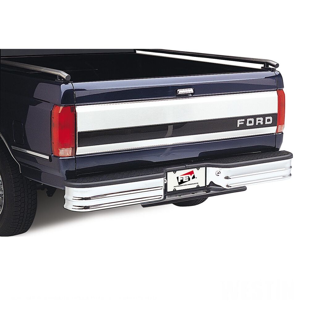 OEM Style Chrome Rear Bumper w/ Plastic Top Step Plate - 1980-1997 Ford F-Series/Bronco Westin Automotive