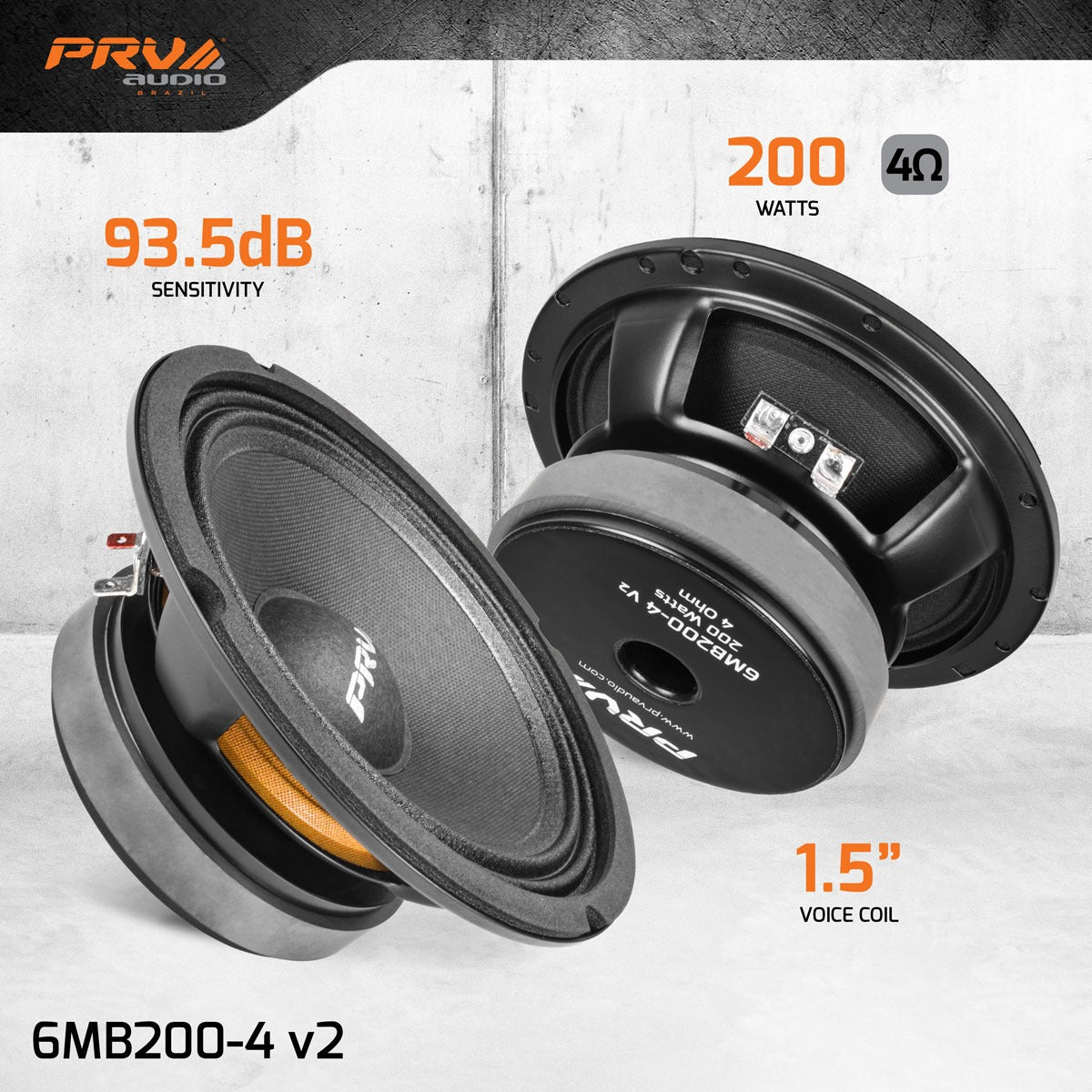 PRV Audio 6MB200-4 v2 6.5" 200W RMS Midbass Speaker (Single) PRV Audio