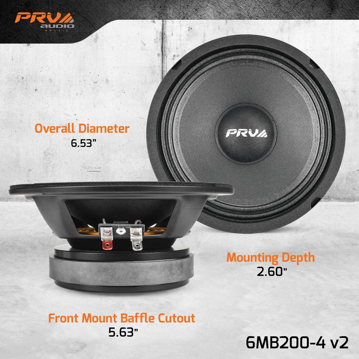 PRV Audio 6MB200-4 v2 6.5" 200W RMS Midbass Speaker (Single) PRV Audio