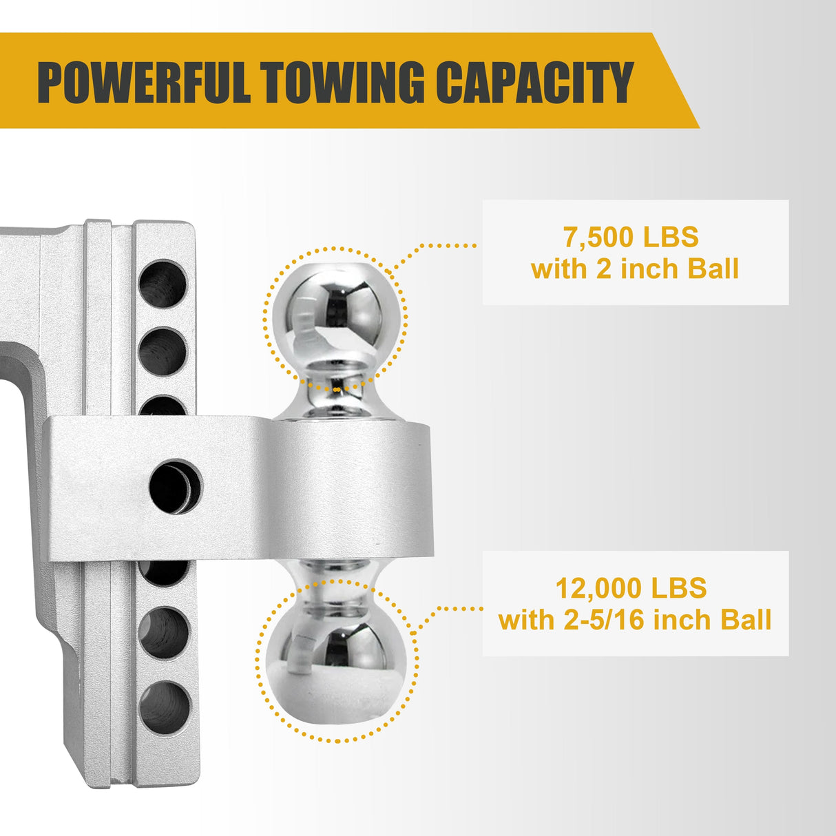 Trucktok 2" Adjustable Hitch 6" Drop/Rise 12,000 GTW with Dual Locks TruckTok