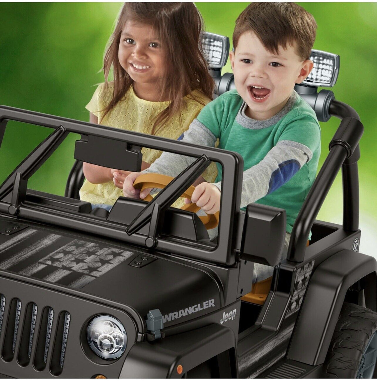 Jeep Wrangler Freedom Ride-On Toy Car with Fog Lights and Sounds - 12 Volt Power Wheels
