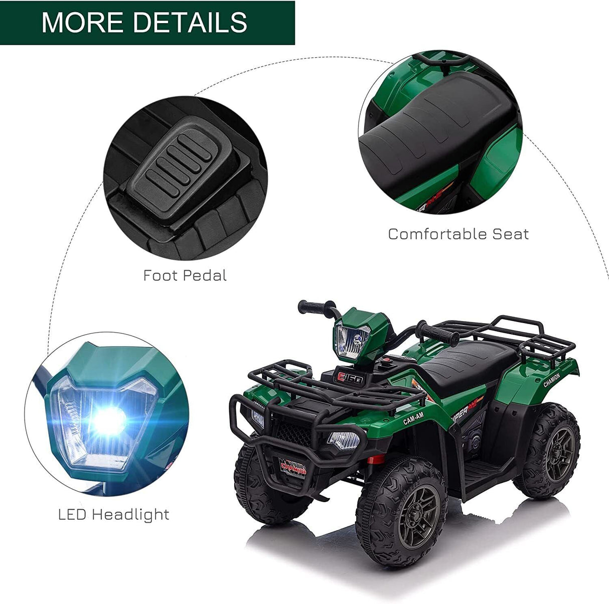 12V Kids Electric ATV Quad with LED, MP3, and USB - Fun 4-Wheeler Car Toy
