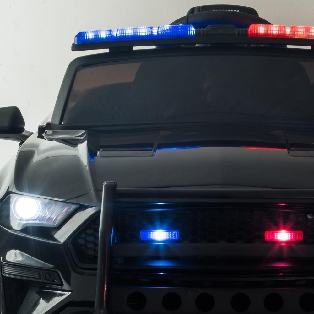 Kids Police SUV Ride-On Car with 2 Speeds, LED Lights, Music, and Parental Control - Black