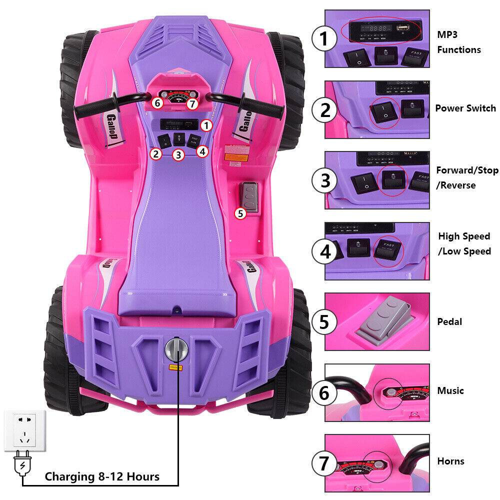 LEADZM LZ-9955 Dual Drive All Terrain Vehicle with 12V7AH Battery - No Remote