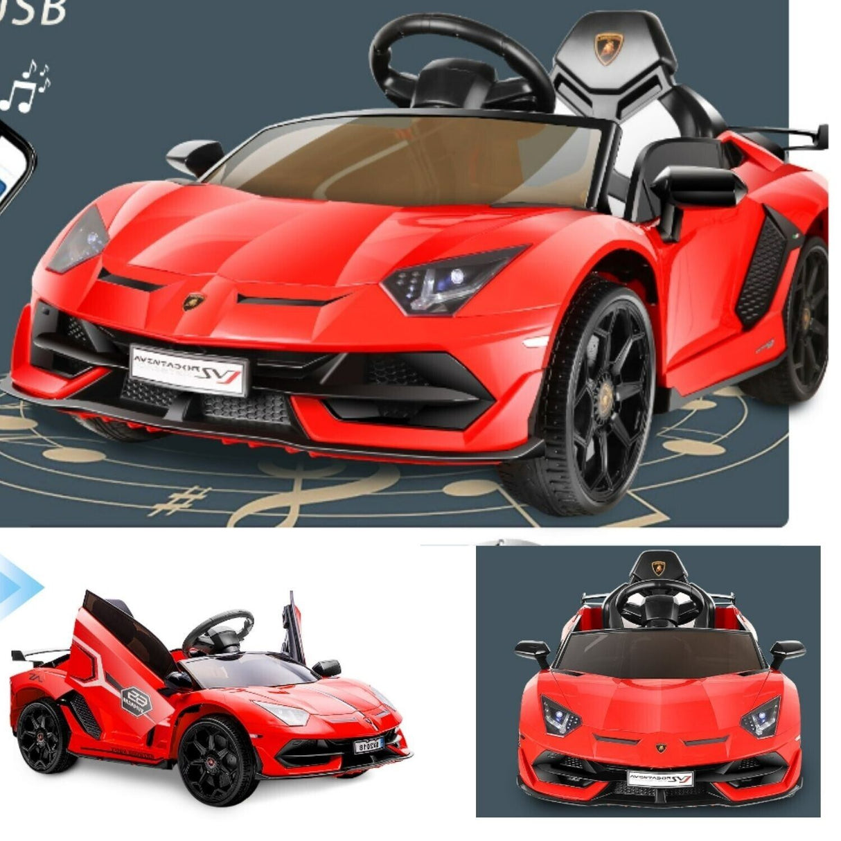 Electric Lamborghini Sian Ride On Car for Kids with Remote Control, MP3, AUX, and USB