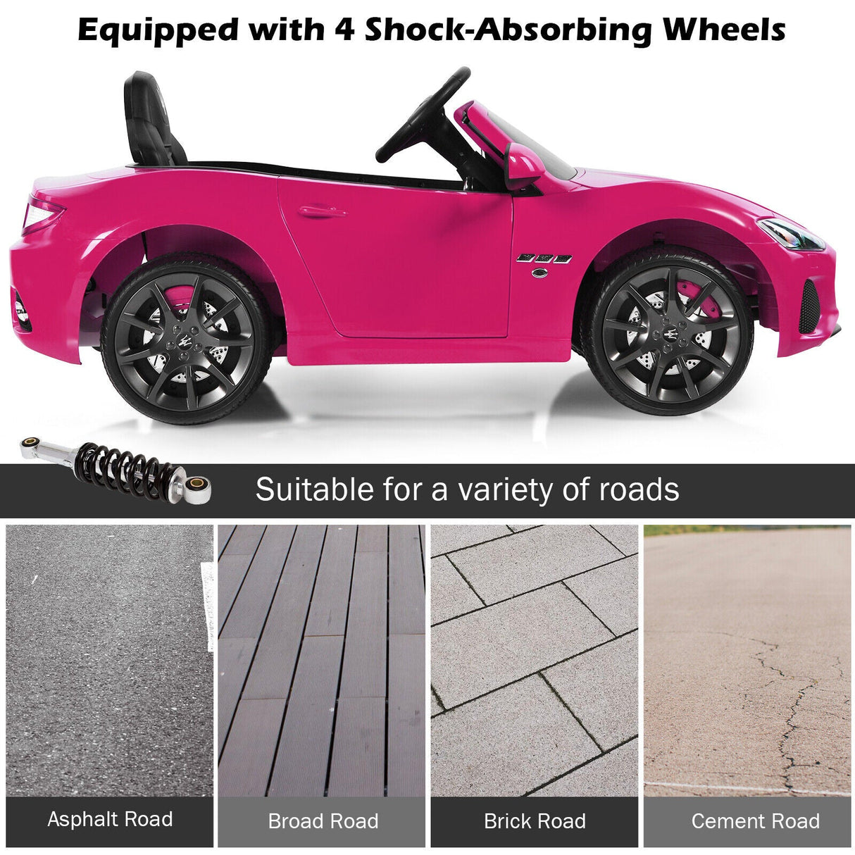 Licensed Maserati GranCabrio 12V Ride On Car with Remote Control and Music for Kids