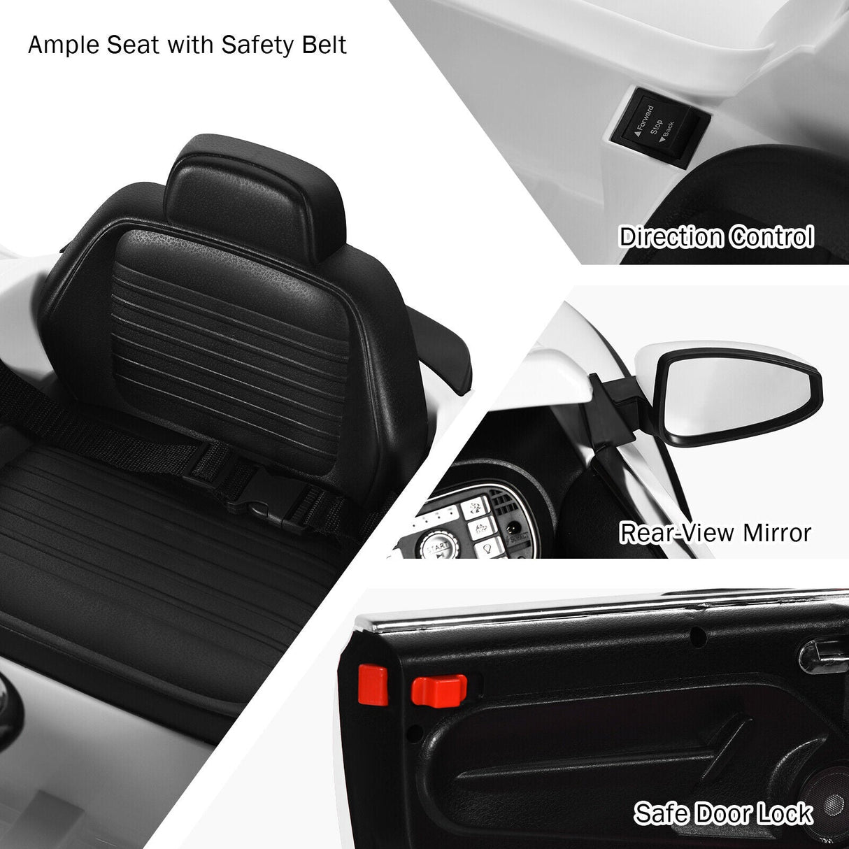 Licensed Volkswagen Beetle 12V Ride On Car for Kids with Remote Control and Music - White