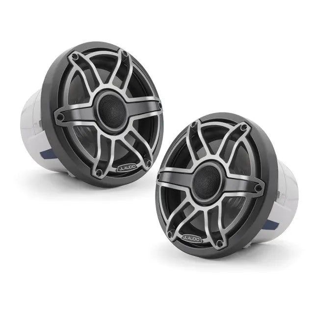 JL Audio M6-770X-S-GmTi 7.7" 250W Marine Coaxial Speakers-Gloss White Sports Grills (Pair) JL Audio