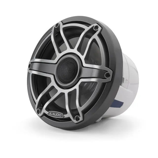 JL Audio M6-770X-S-GmTi 7.7" 250W Marine Coaxial Speakers-Gloss White Sports Grills (Pair) JL Audio