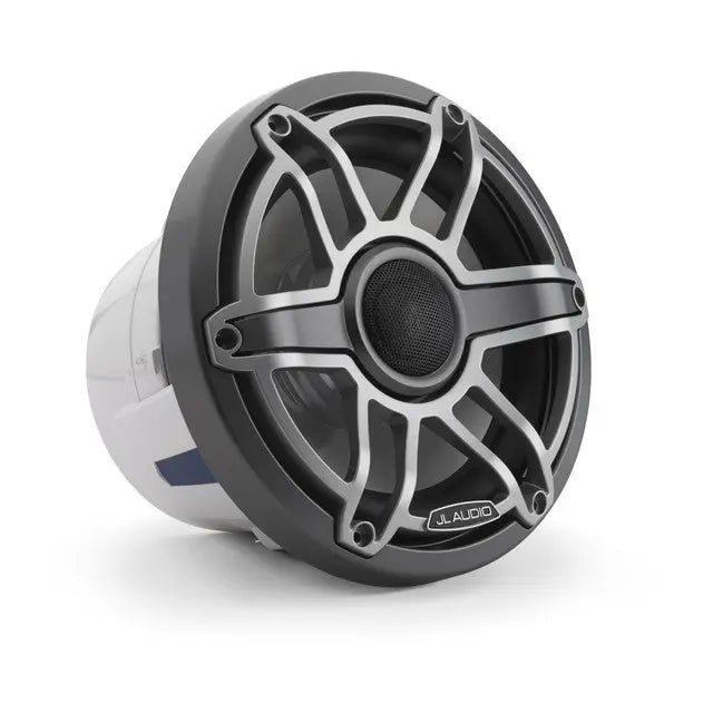 JL Audio M6-770X-S-GmTi 7.7" 250W Marine Coaxial Speakers-Gloss White Sports Grills (Pair) JL Audio