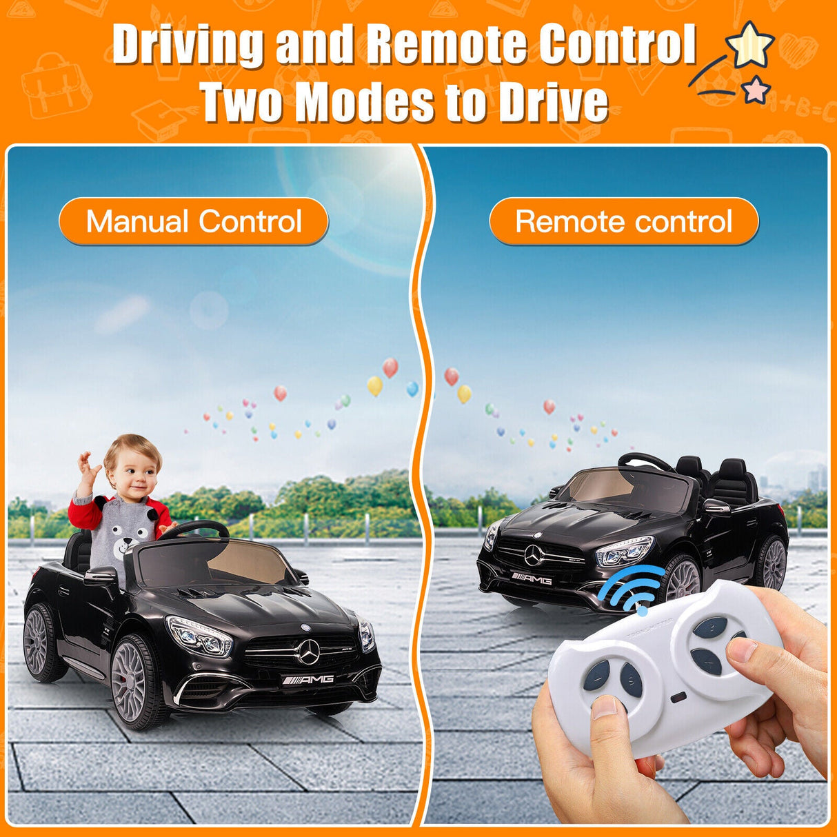 2-Seater Licensed Mercedes-Benz/Bentley Electric Ride-On Car for Kids with Remote Control