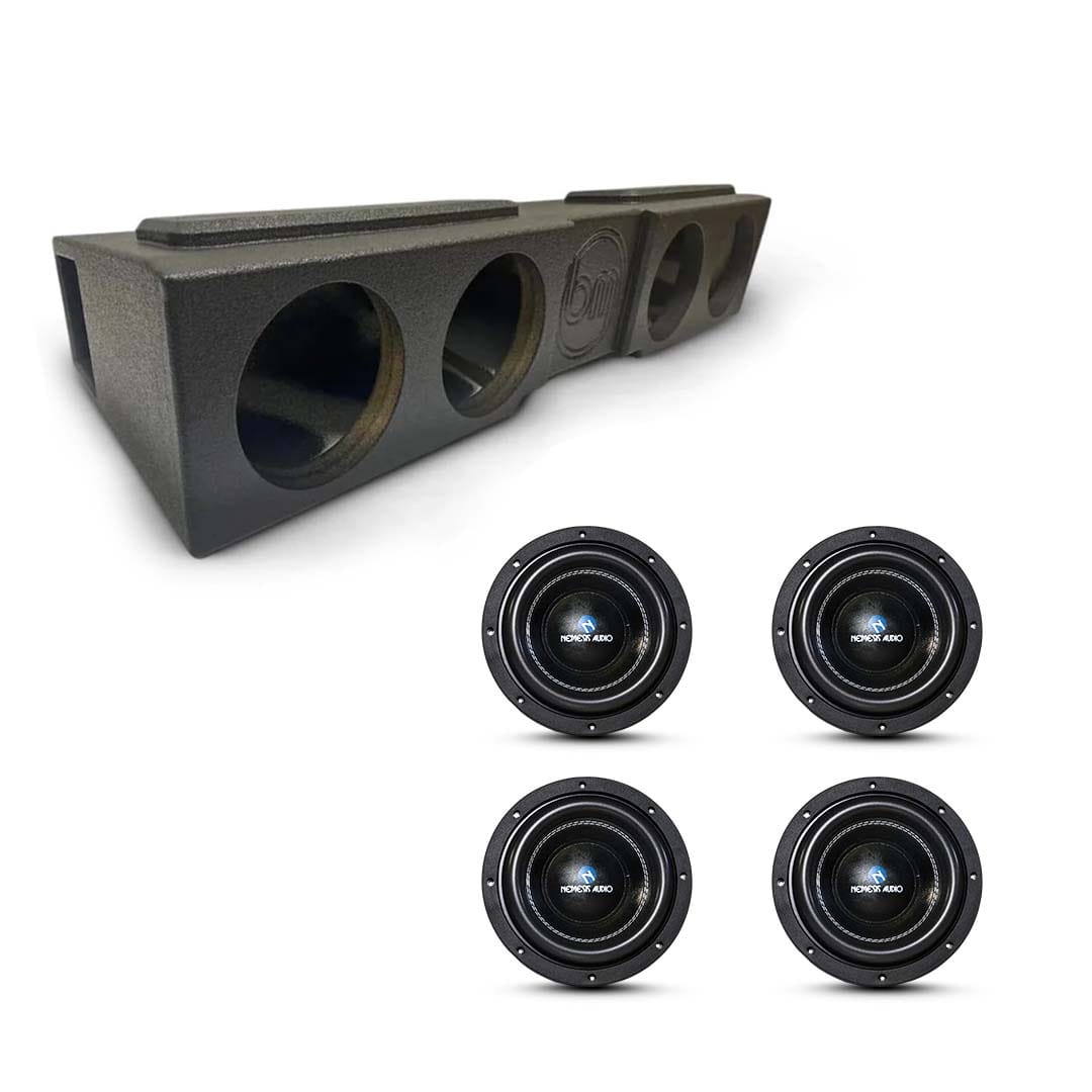 (4) Nemesis Audio NA-8M 700W RMS & Chevy Crew Cab 07-13 & 19-26 Quad 8" Subwoofer Bass Combo