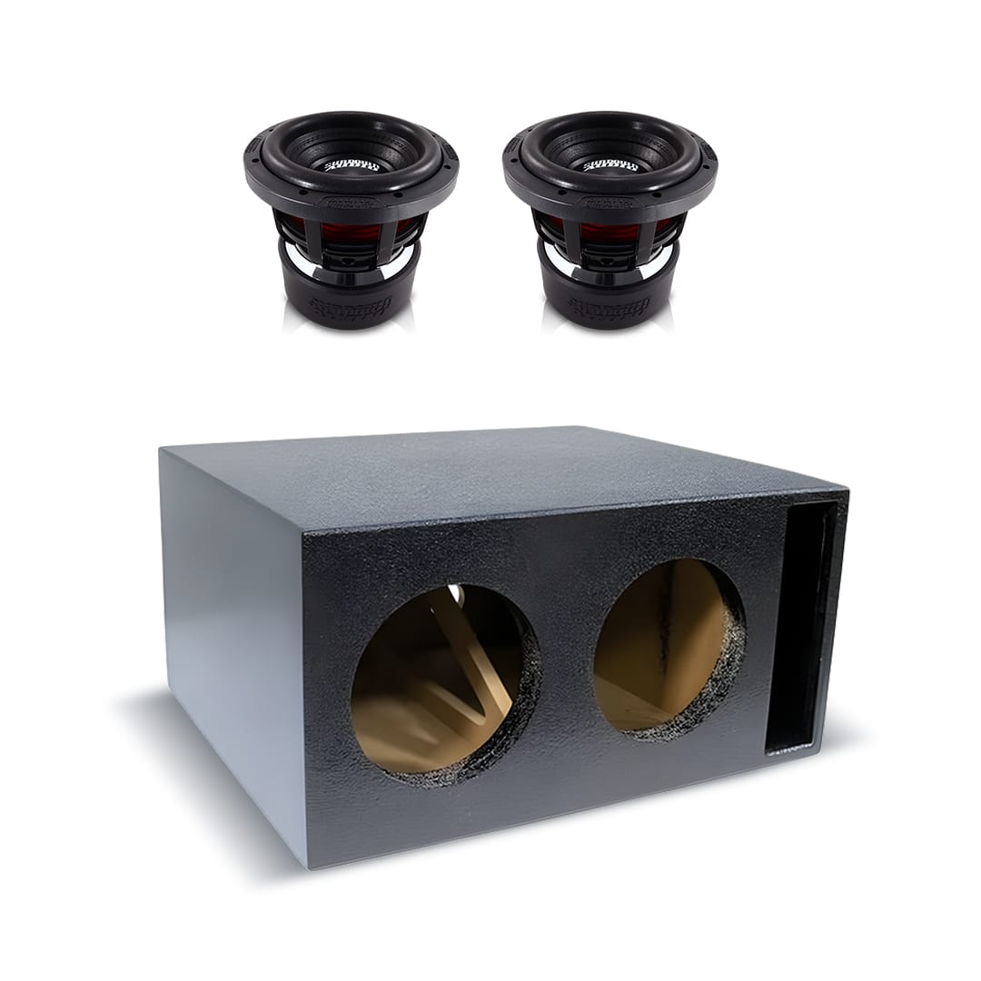 (2) Sundown Audio X8 v4 & Universal Fit Ported Dual 8" Subwoofer Box Combo