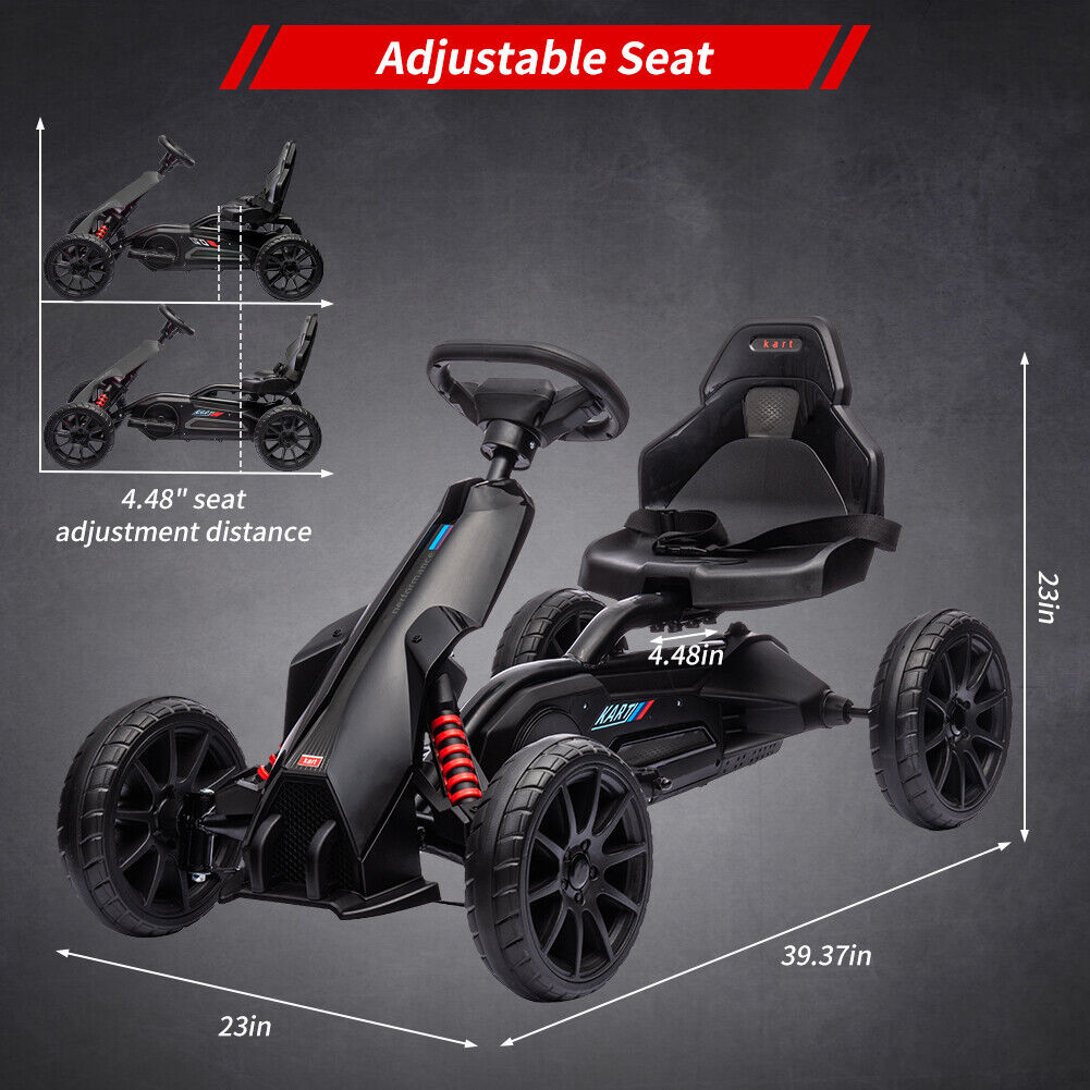 Pedal-Powered Go Kart for Kids with Safety Belt - Outdoor 4-Wheel Racer Toy