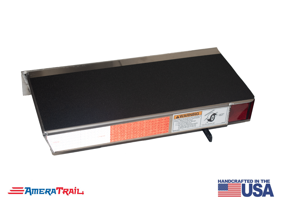 Deluxe Rear 22" / 28" PORT Side / Left Side - Channel Trailer Step, Secures Fender, Includes Non-Skid Reflective Tape, and Led Light