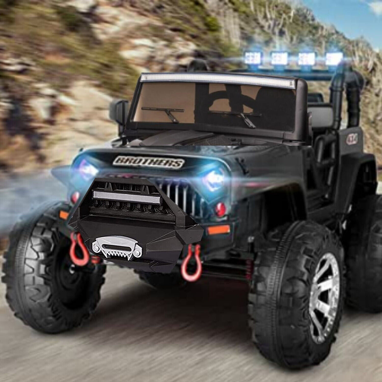 2-Seater Electric Ride-On Car with LED Lights, MP3 Player, and Remote Control for Kids (24V)