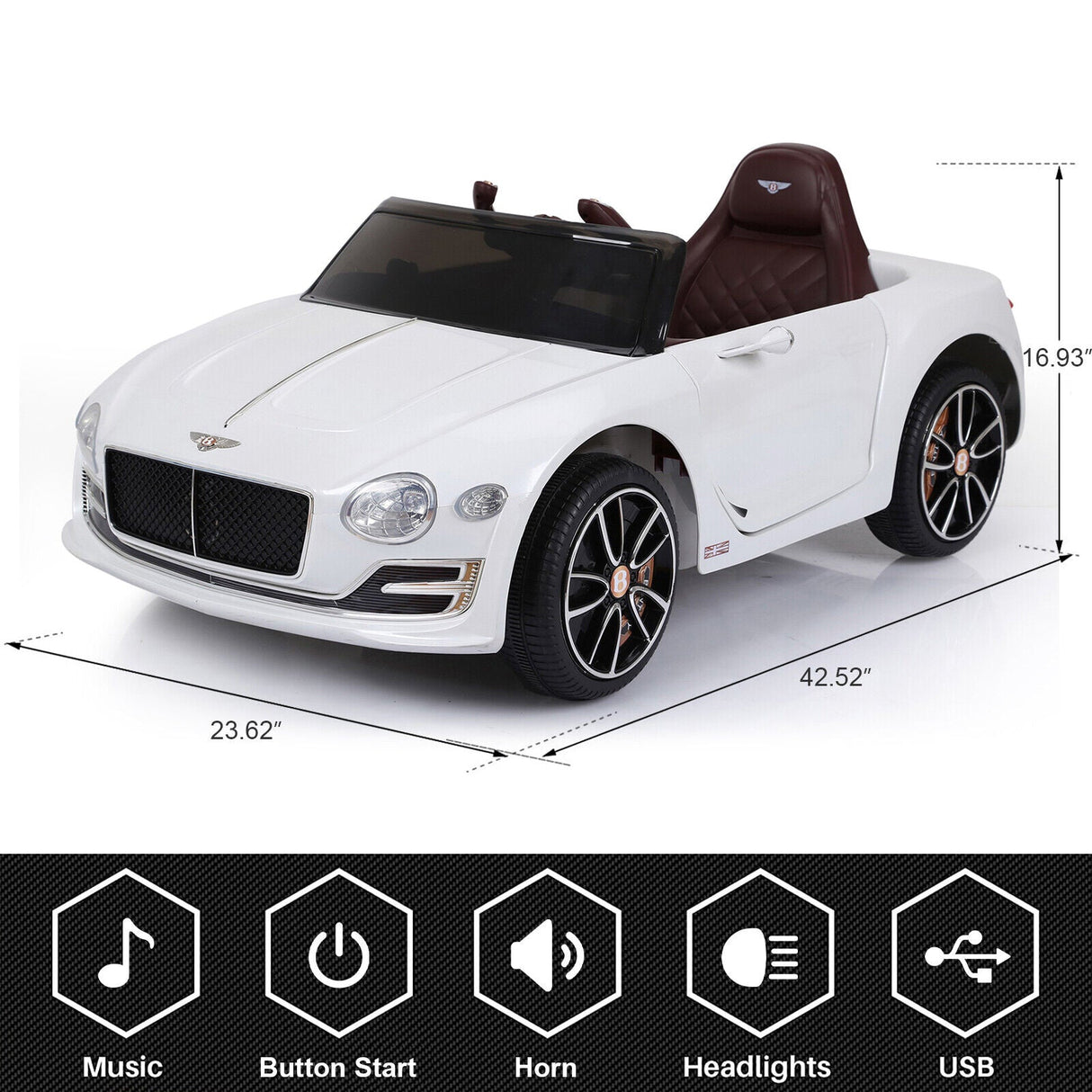 Premium Bentley Style Kids Electric Ride On Car with 2.4G Remote Control - Safe and Fun Toy for Children