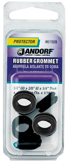 Jandorf Grommet, 3/8 in ID, 5/8 in OD, Rubber, Black, 1/4 in Thick Panel 5pk #C61509 Jandorf