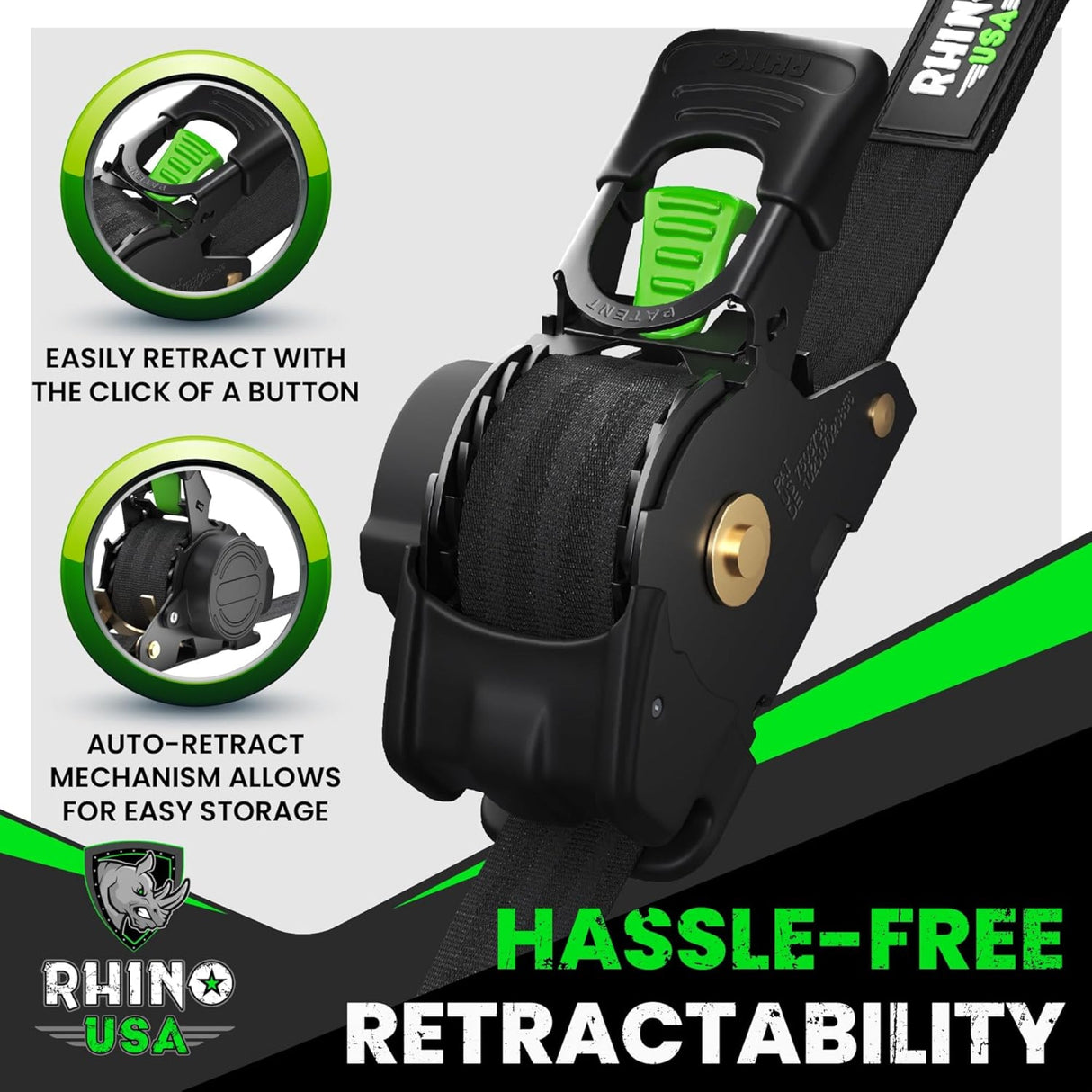 1" x 10' Retractable Ratchet Straps