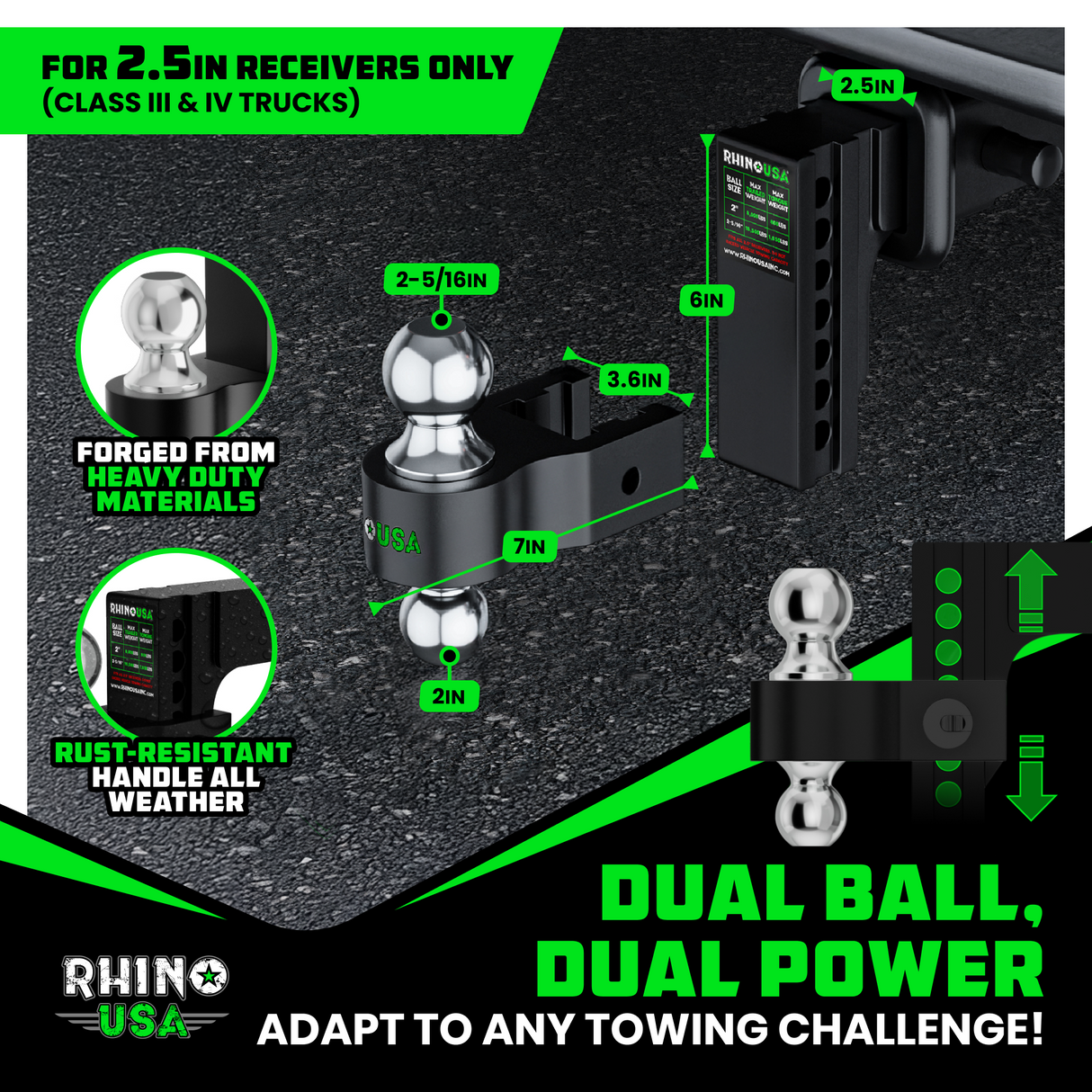 Adjustable Drop Hitch (2.5" Receivers)