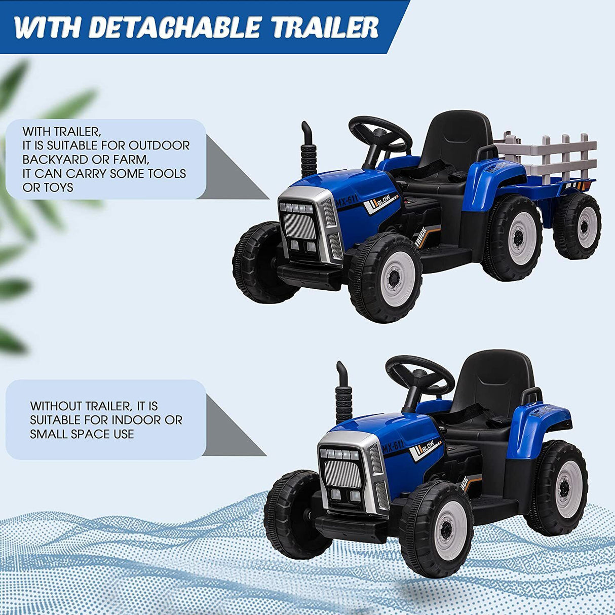 Ride in Style with the LUCKYERMORE 12V Electric Tractor Trailer for Kids