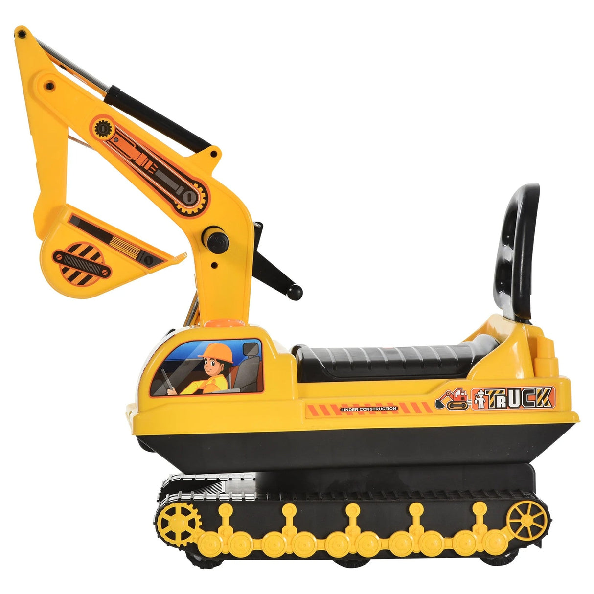 Movable Ride-On Excavator Toy Tractor Digger Scooter Walker for Toddler Pretend Play