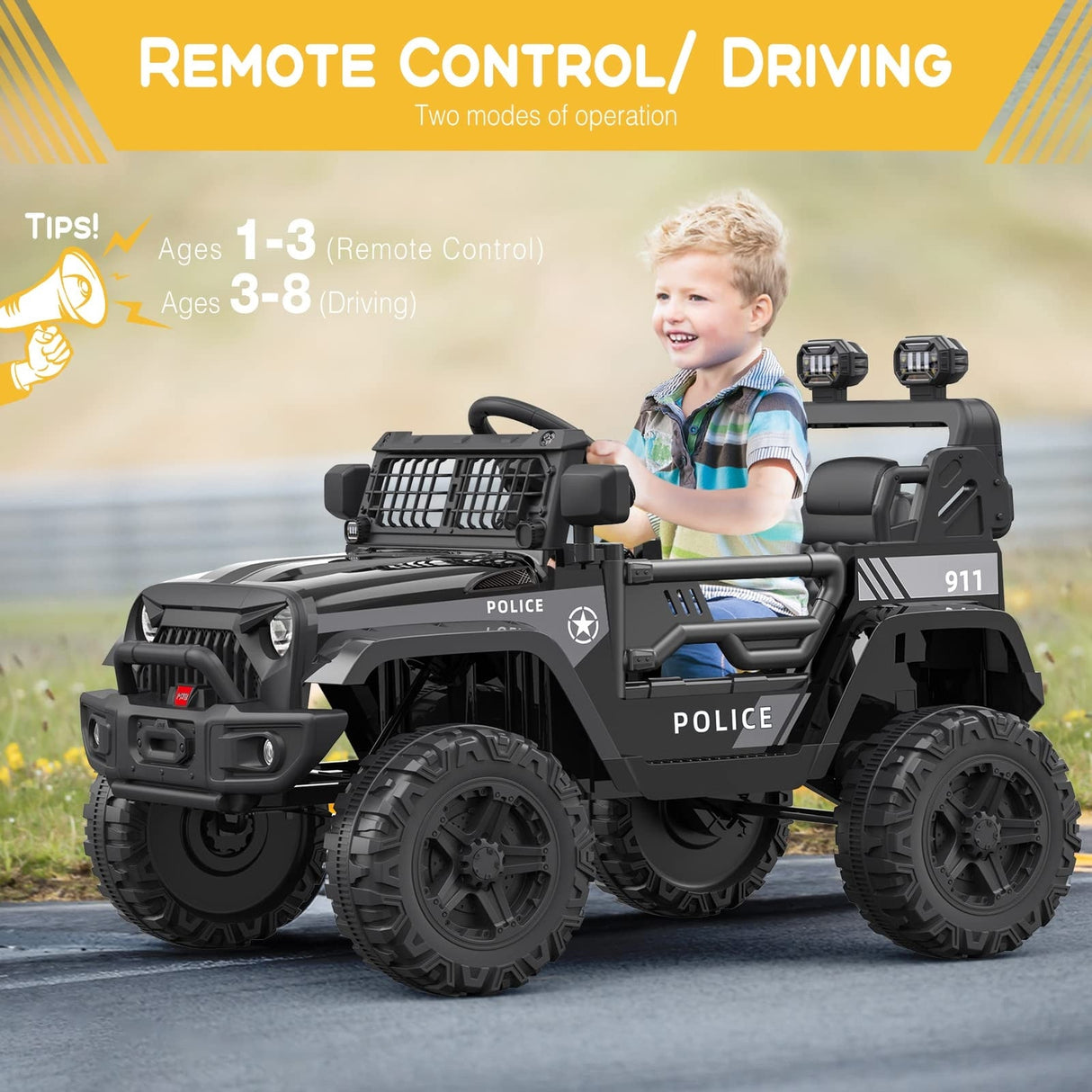 12V Kids Electric Ride-On Truck Car with Remote Control and Spring Suspension