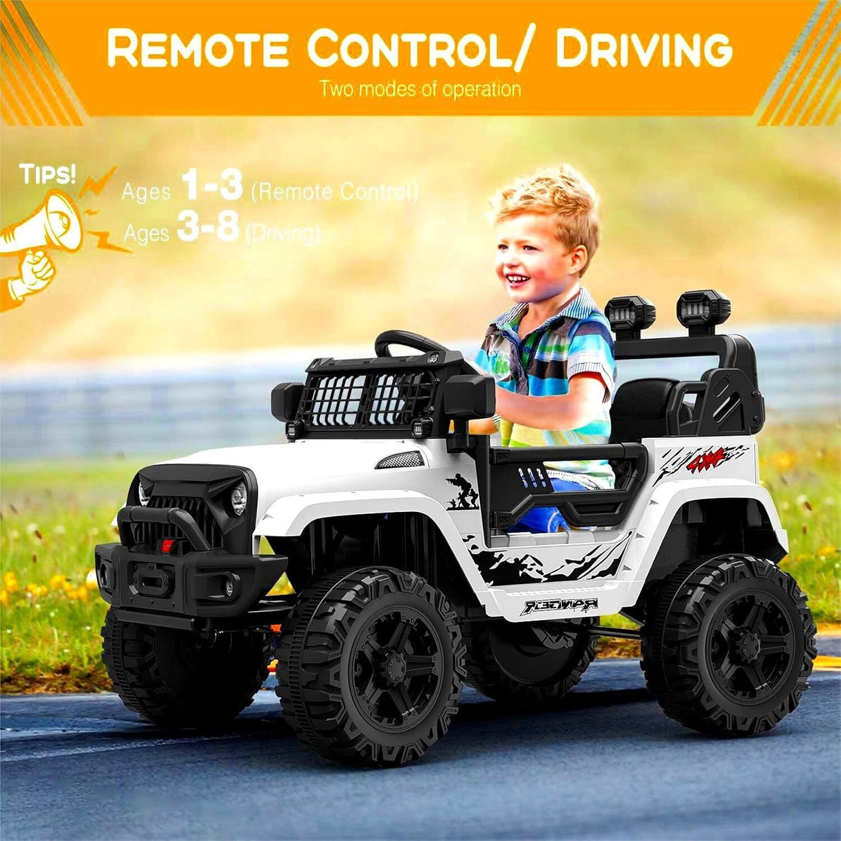 Electric Ride-On Truck with Bluetooth, 2 Speeds, and Remote Control