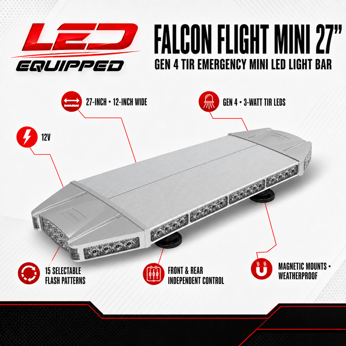 Falcon Flight Emergency LED Light Bar 27 in LED Equipped