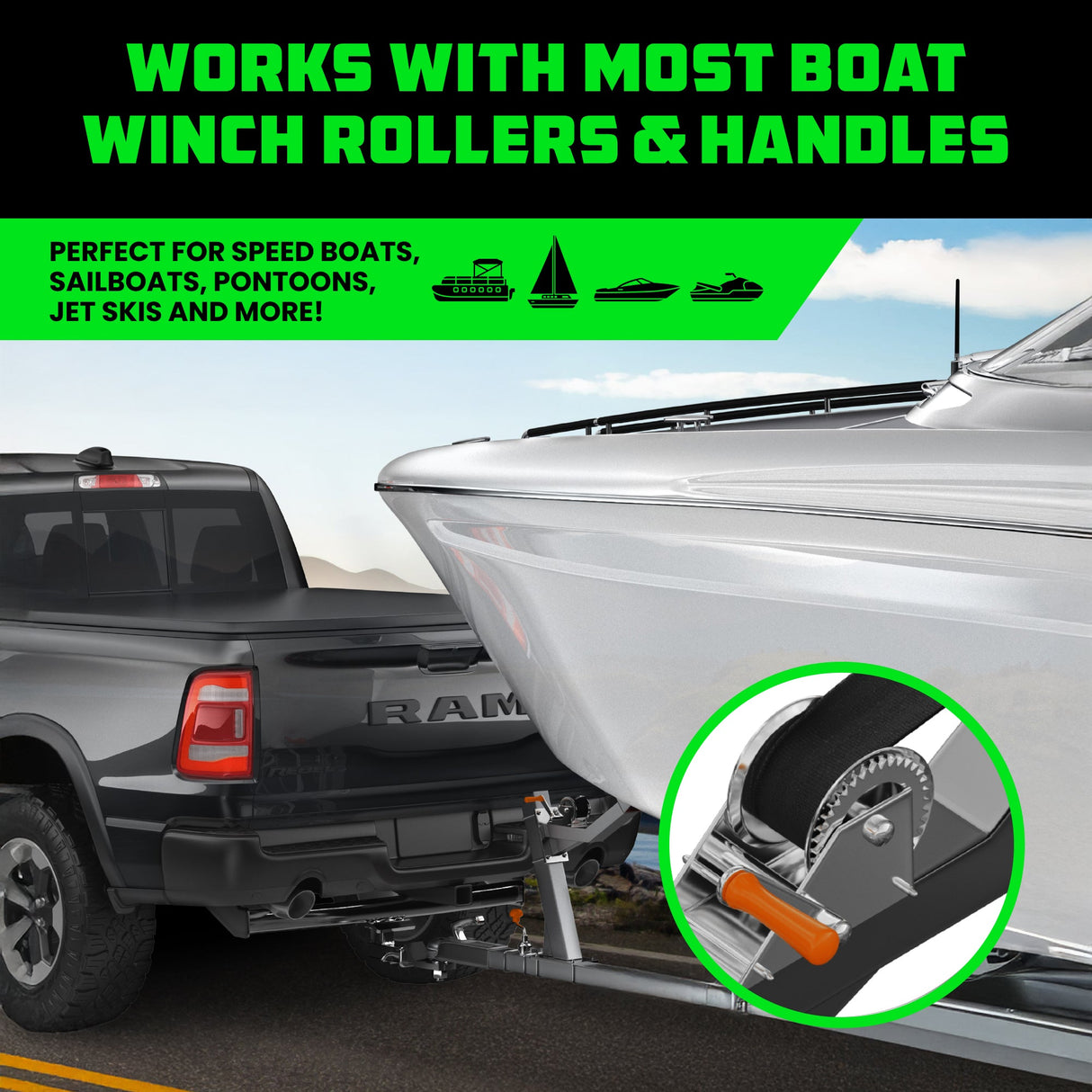 2" x 20' Boat Winch Strap w/ Hook