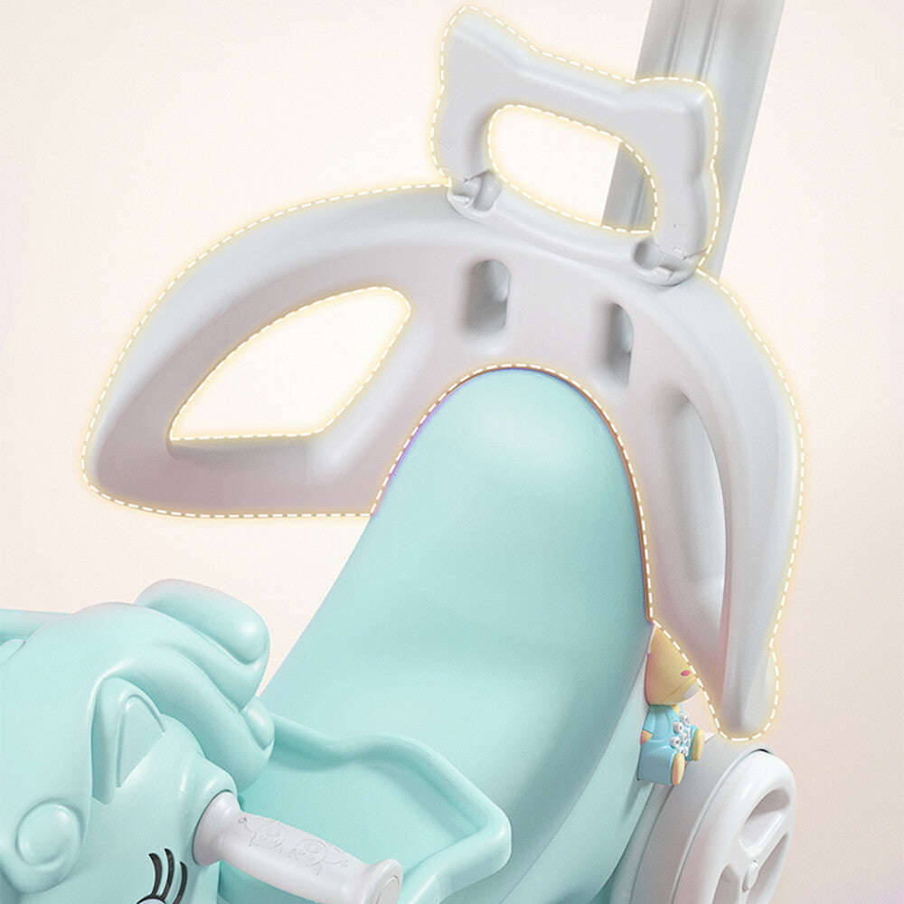 Toddler Rocking Horse with Push Handle, Backrest, and Balance Bike Ride-On Toy