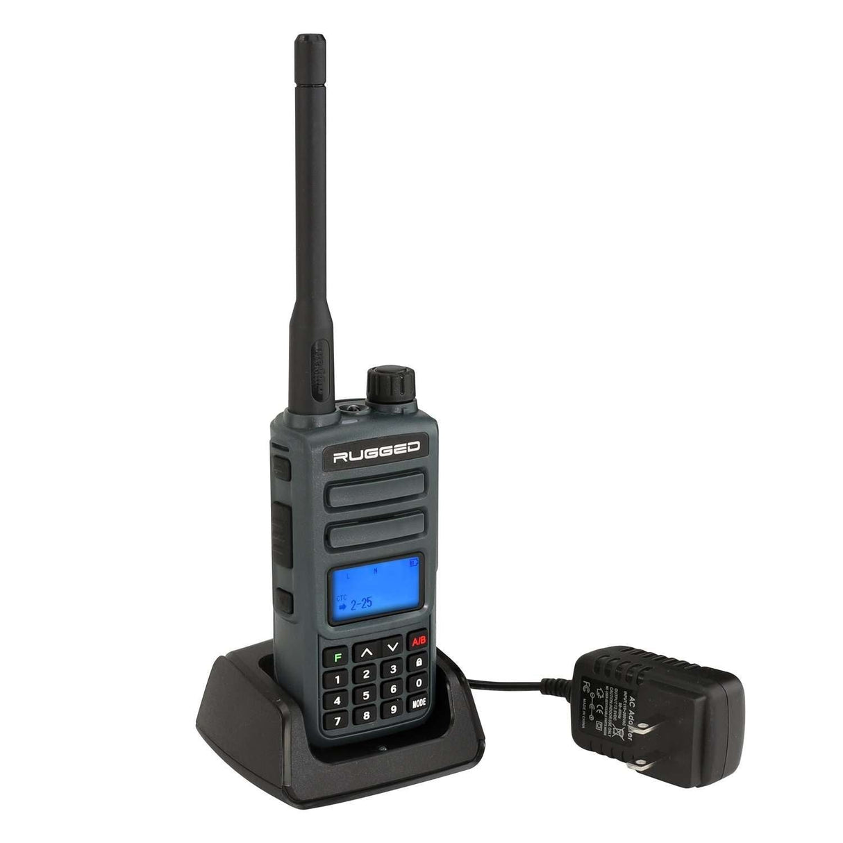 Rugged GMR2 PLUS - GMRS and FRS Two Way Handheld Radio with Mount and Intercom Cable