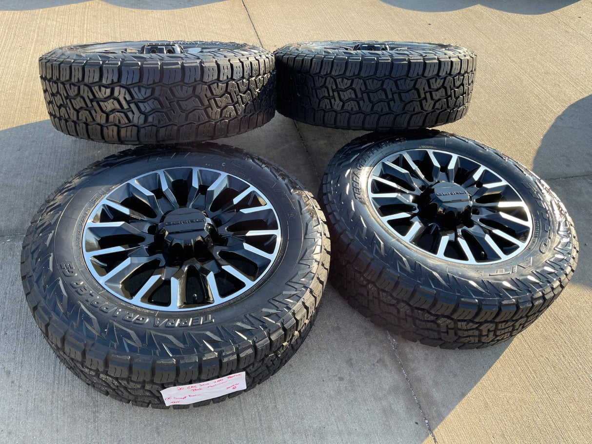 20" GMC Sierra Chevy Silverado 2500 3500 OEM Replica wheels rims NITRO 34" NEW Texas Truck Tire