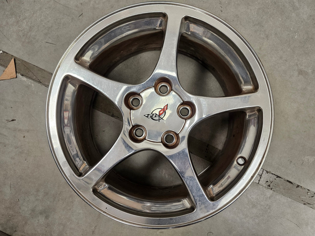 18" 18x9.5 Chevy Corvette OEM polished rim wheel 5105 5104 2003 2004 2005 REAR Texas Truck Tire